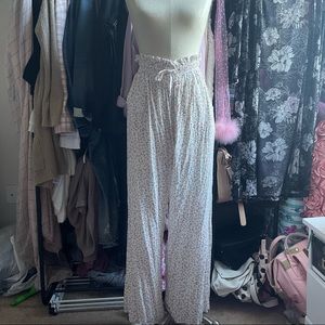 Floral tie waist pants